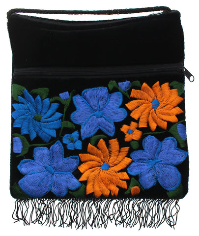 Embroidered Velvet Crossbody