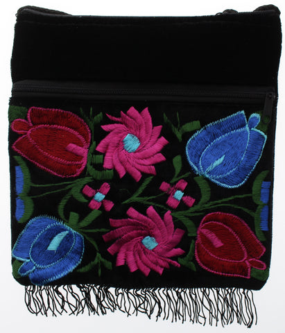 Embroidered Velvet Crossbody