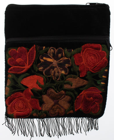 Embroidered Velvet Crossbody