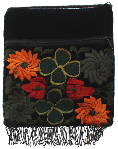 Embroidered Velvet Crossbody