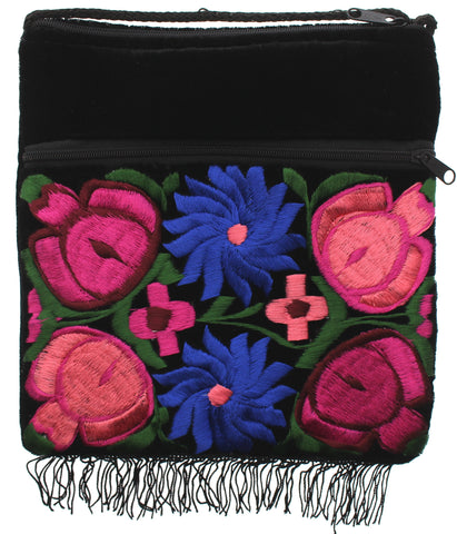 Embroidered Velvet Crossbody