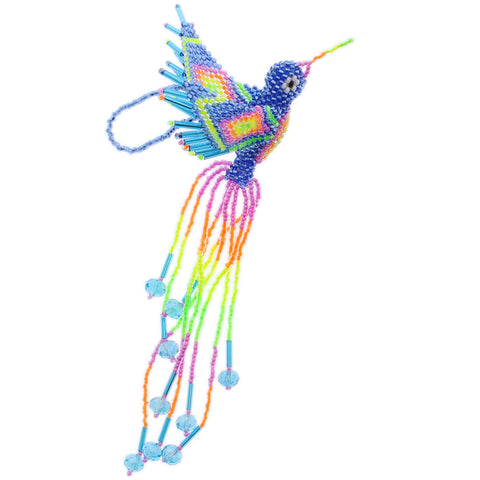 Beaded Hummingbird Blue Neon