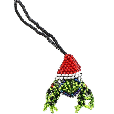 Beaded Ornament Santa Frog