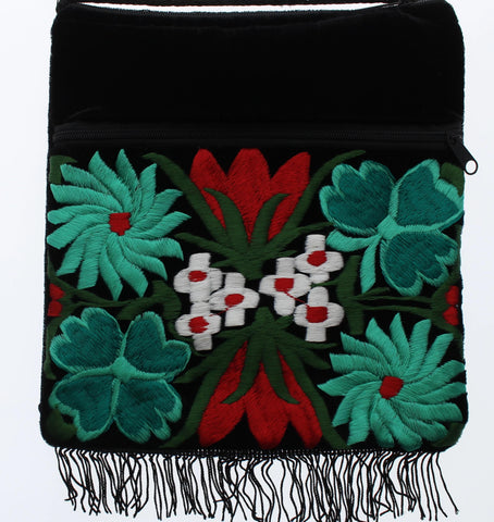 Embroidered Velvet Crossbody